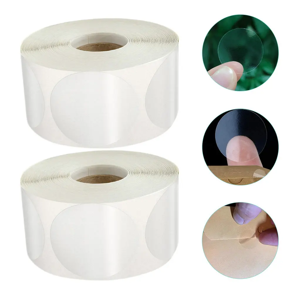 

2 Rolls Transparent Round Labels 38Mm Premium Clear Self Sealing Stickers for Envelope Sealing Card Wrapping Box Packaging Clear