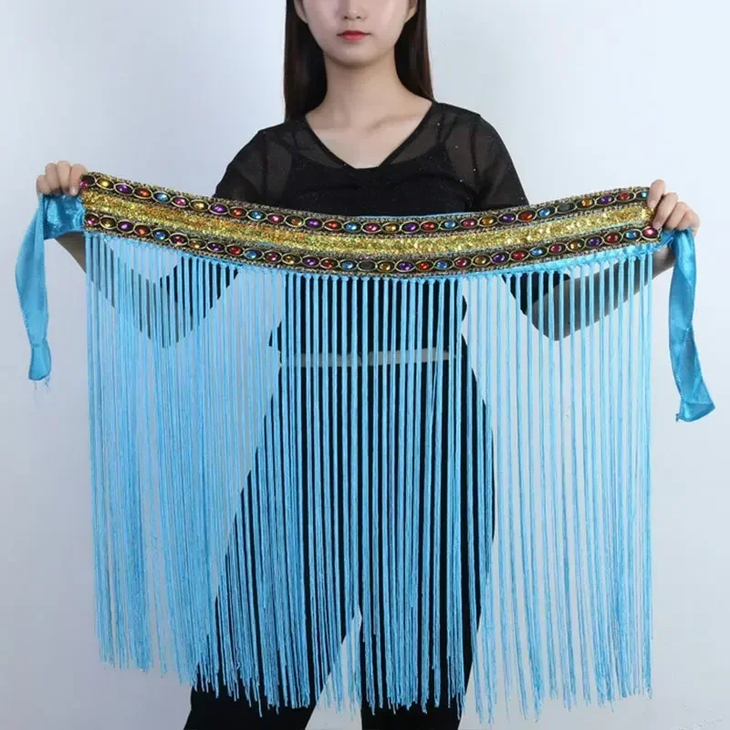 Vrouwen Kwastje Bling Kralen Buikdans Hippe Sjaal Toneelkostuum Taille Riem Rave Outfit Wrap Buikdans Les Slijtage Rok Kleding