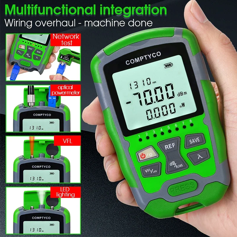 COMPTYCO AUA-MC70 Rechargeable All-in-one Mini Optical Power Meter(-70 to +10dBm OPM) Visual Fault Locator(1/10/15/30/50mW VFL)