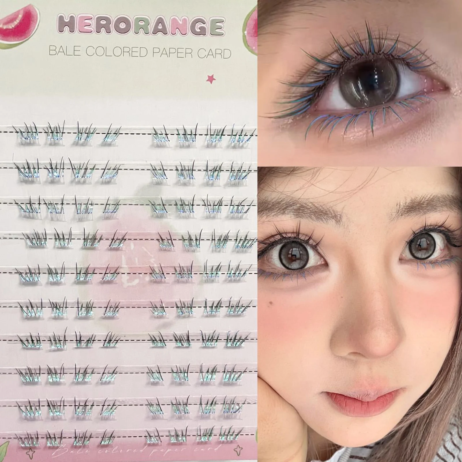 ملحقات الرموش الطبيعية الرموش الصناعية العنقودية الفردية لخط الرموش السفلية مع تأثير متدرج اللون ماكياج الرموش اليومية