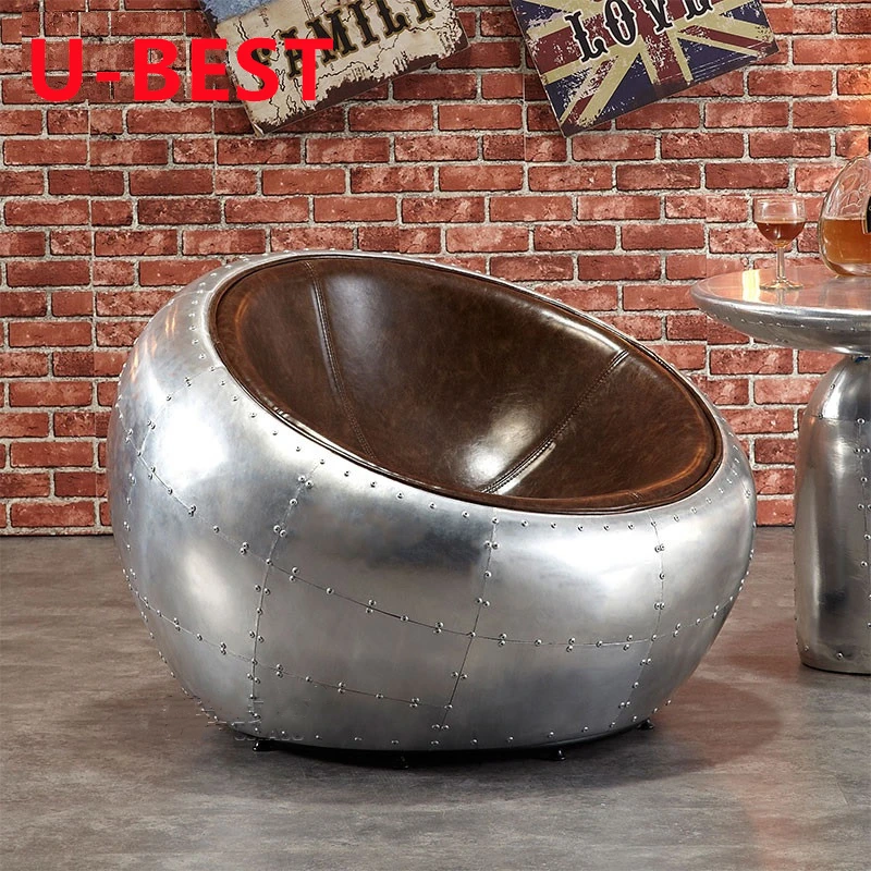 U-best Retro Style lotnictwo aluminium Spitfire pół kopuła krzesło przemysłowe antyczny salon klub Sofa do holu krzesło miska krzesło