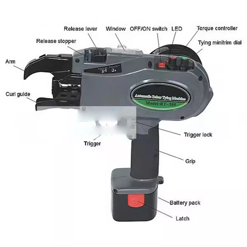 آلة ربط حديد التسليح الأوتوماتيكية بالكامل RT-235/395/550 أداة بناء ربط الأسلاك التي تعمل بالبطارية