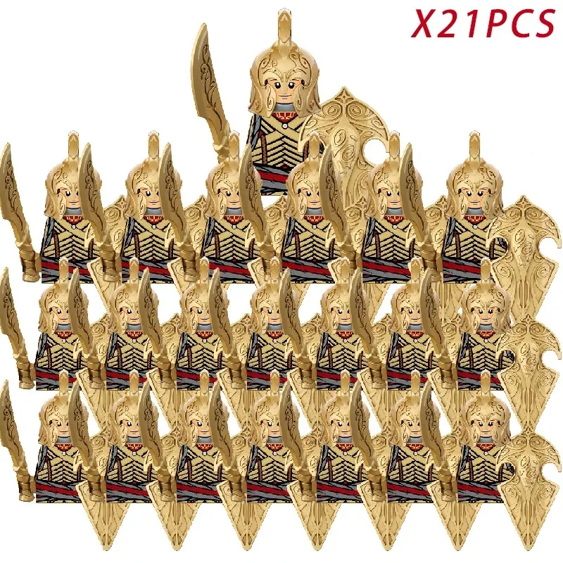 21 pièces anneaux de seigneur elfes Orcs armée naine Rohan Mini figurines de jouets d'action blocs de construction jouets d'assemblage pour enfants cadeau d'anniversaire