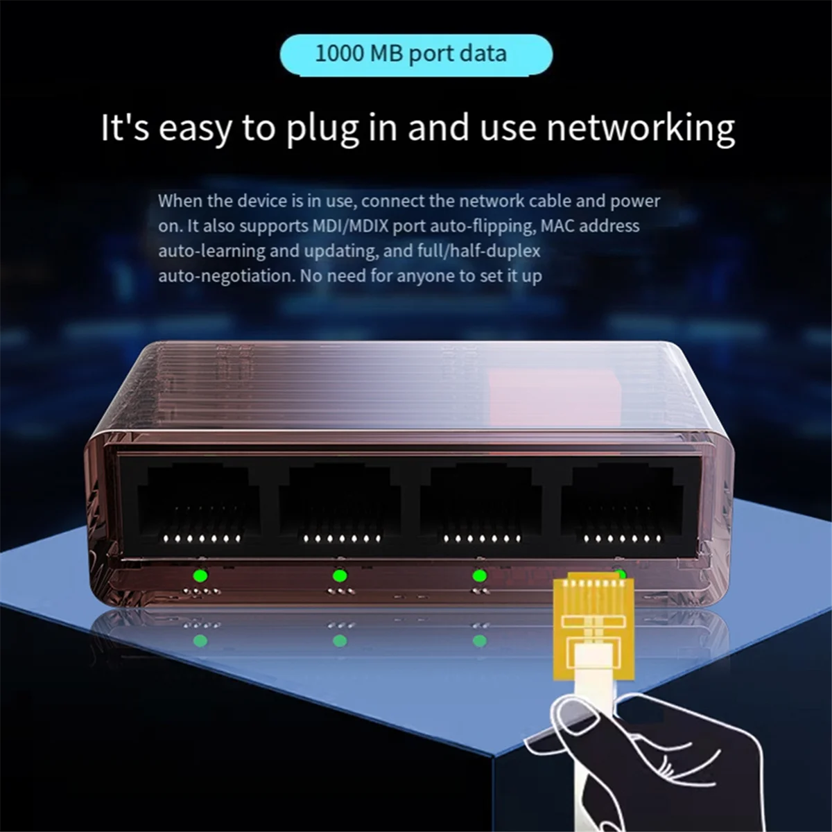 Gigabit Network Cable 1 to 4 Splitter 5-Port Plastic Shell Gigabit Four-Port Network Switch 1 in 4 Out