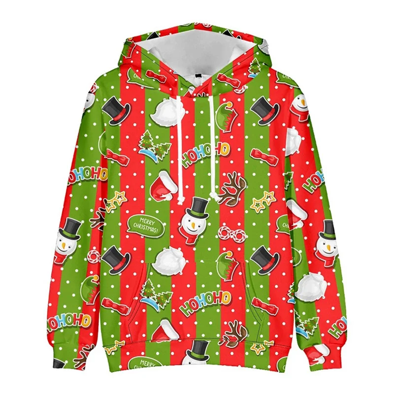 3D Merry Christmas Print Hoodies Kid Vintage Christmas Trees Graphic Hooded Sweatshirts Women Santa Claus Pullover Mens Clothing