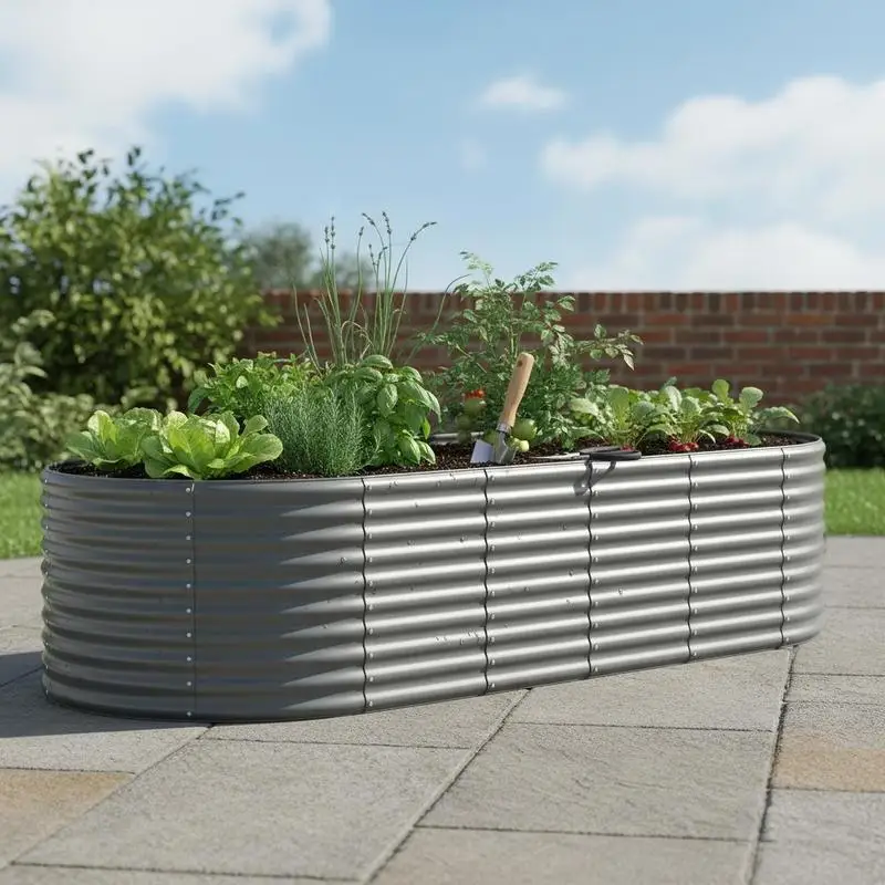 Hochbeet, erhöhter Pflanzkasten für Gemüse und Kräuter, robustes Outdoor-Blumenbeet, Hochbeet aus verzinktem Stahl, 249x100x68 cm, grau