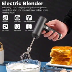 Electric Egg Whisk Wireless Food Mixer with 3 Mixing Head Rechargeable Milk Frother Whipped Cream Maker for Baking Cooking