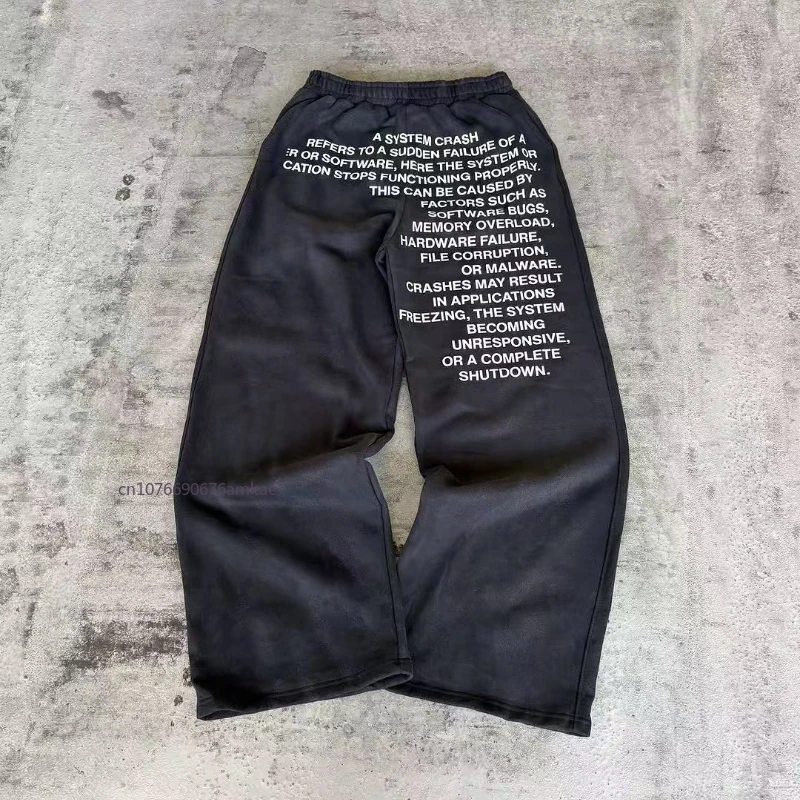 

Straight Do Old Craft Pants Men Women Ins Tide Net Red Letter Printing Design Casual Sweatpants Summer New Loose Wide Leg Pants