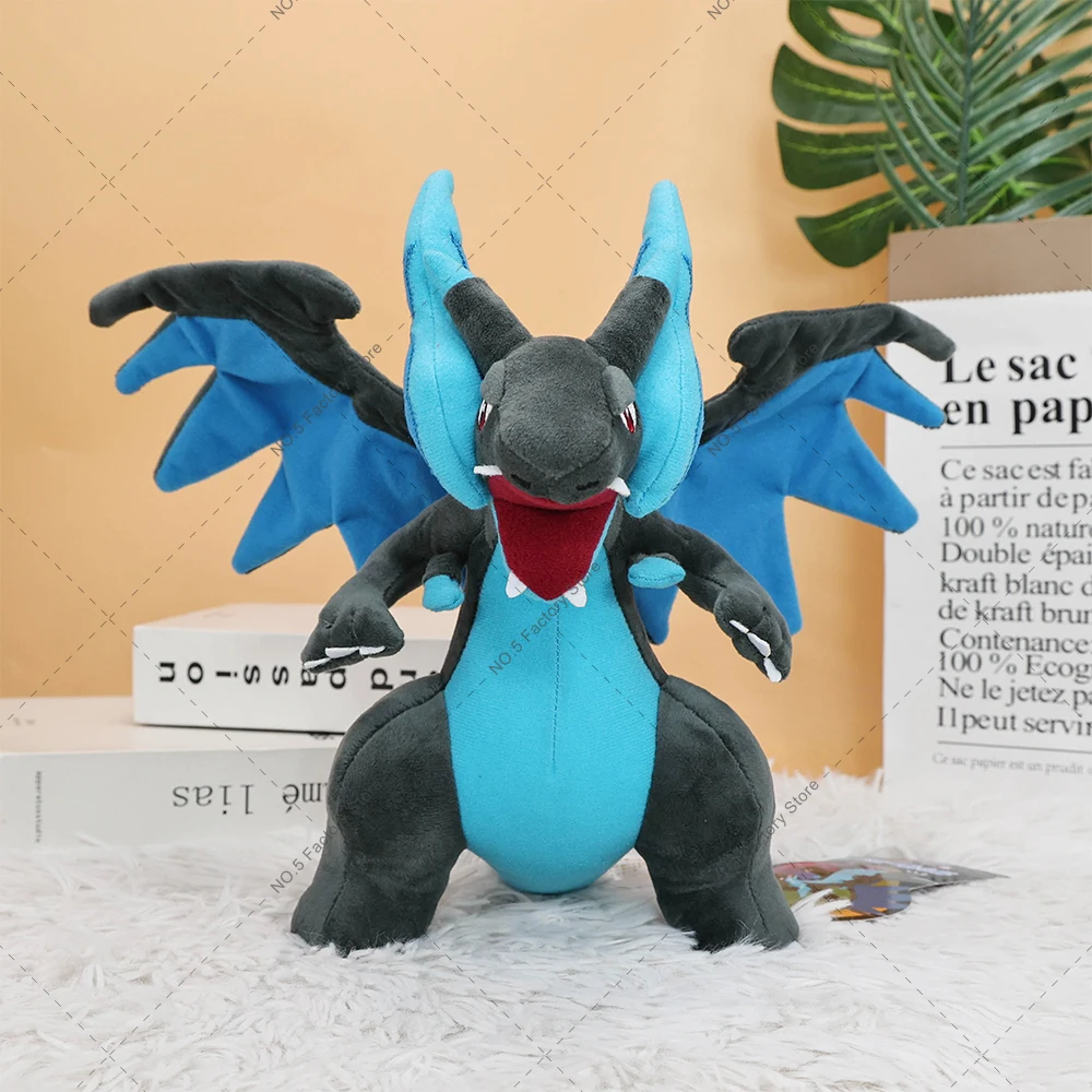 New Pokemon Evolution Mega Charizard X Plush Toys Super Charizard Blue Dragon Soft Stuffed Animals Peluche Doll Gift for Kids