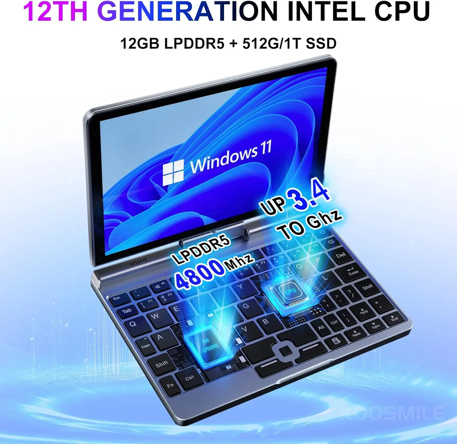 Portable Mini Laptop Windows 11 8 Inch Touch Screen Notebook N95 12GB+1TB IPS Netbook Win 11 Pro Mini PC Micro Computer