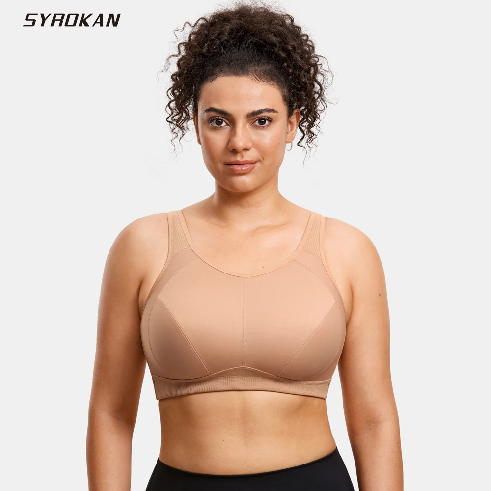 

SYROKAN Plus Size Sports Bras Women High Support Full Coverage No Padded Wireless Bras Running Fitness Lady Sportwear Tops