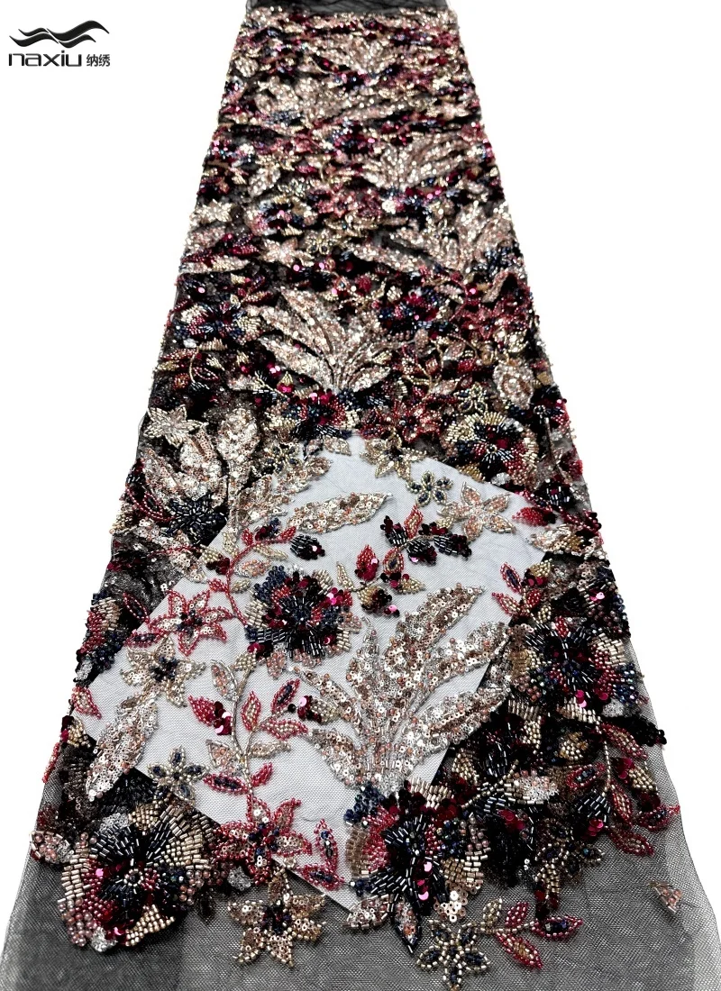 

Роскошная ткань Madison: изысканный высококачественный новый модный дизайн, вышивка пайетками ручной работы, сетчатое кружево с бисером для женских свадебных платьев