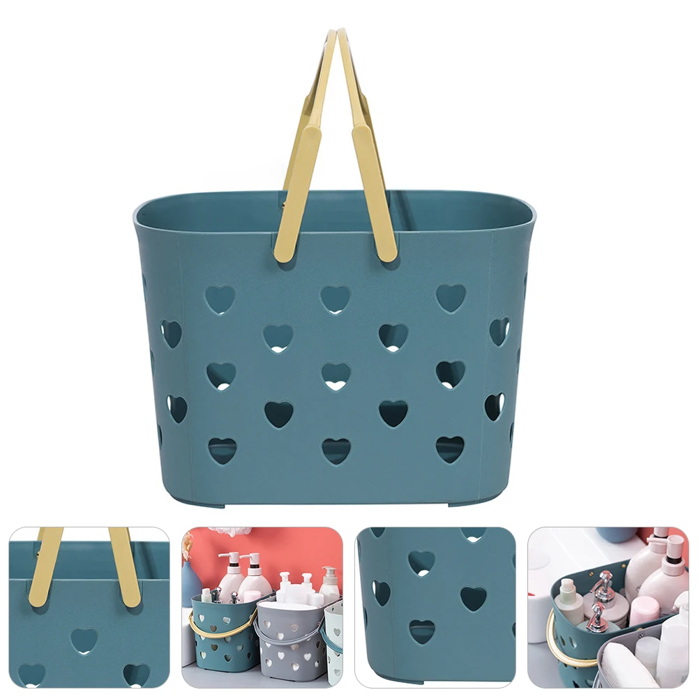 

Shower Storage Basket Bathroom Sundry Container Portable Plastic Holder Hollow out Design Drain Water Stacking Save Space Eco