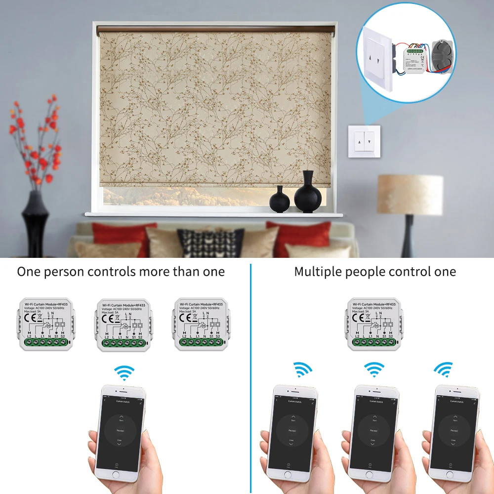 Moduł kurtyn Tuya WiFi ZigBee, rolety, zasłony, silnik elektryczny, inteligentny przełącznik kurtyn, współpracuje z Alexa i Google Home — zdjęcie produktu 4