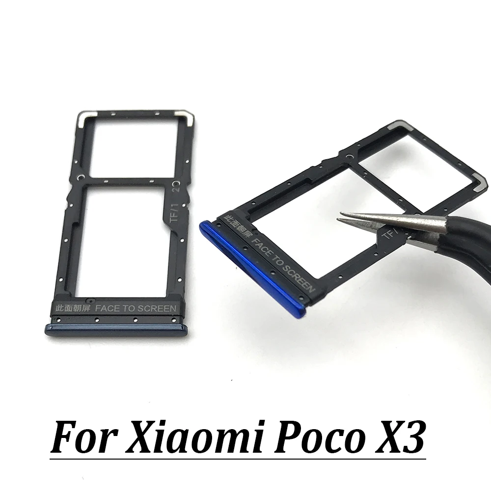 50 Pcs Sim&CD Card Tray For Xiaomi Poco X3 SIM Card Tray Slot Holder Adapter Socket With Pin Smartphone Replacement Parts