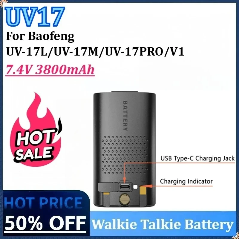 

New 7.4V 3800mAh 13.32Wh BL-UV17 Rechargeable Li-ion Battery for Baofeng UV-17 Pro BL-17UV UV-17 Max UV-17L UV-17 PlusV1 V2