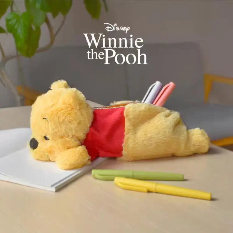 Disney winnie pooh cocô abelha caneta saco bonito winnie pooh caixa de papelaria estudante grande capacidade caixa de lápis bonito boneca caneta saco presentes