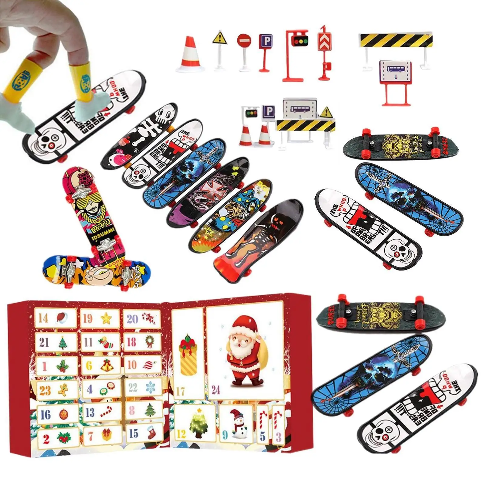 إصبع لوح التزلج عيد الميلاد تقاويم القدوم 2025 متعة صغيرة التفاعلية إشارة المرور مجموعات الالعاب لهدايا حفلة عيد ميلاد عطلة #5