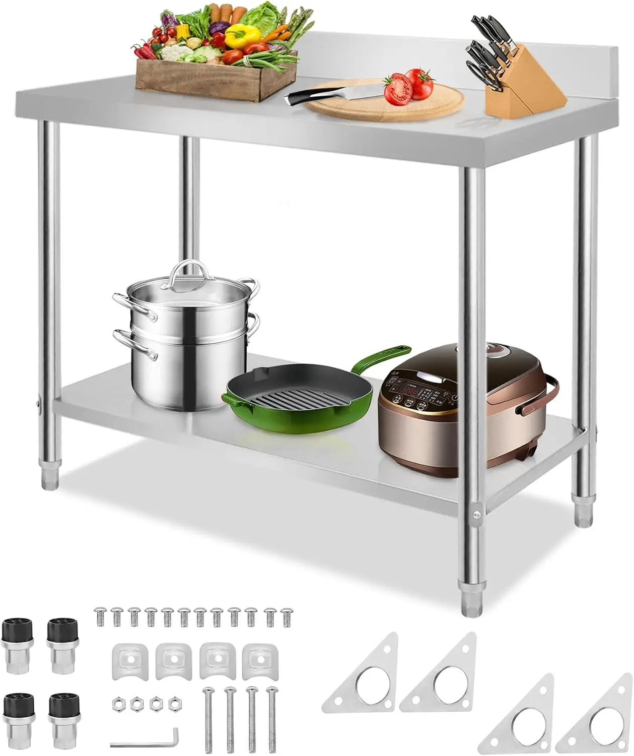 SUBTLETY, tavolo da pranzo in acciaio inossidabile, dimensioni 100 x 60 x 85 cm, ideale per la sala da pranzo, come tavolo da lavoro in cucina, con bo