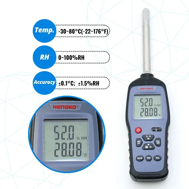 Portable Digital Moisture Sensors Thermometer Hygrometer Rh & Temp Loggers Temperature and Humidity Meter