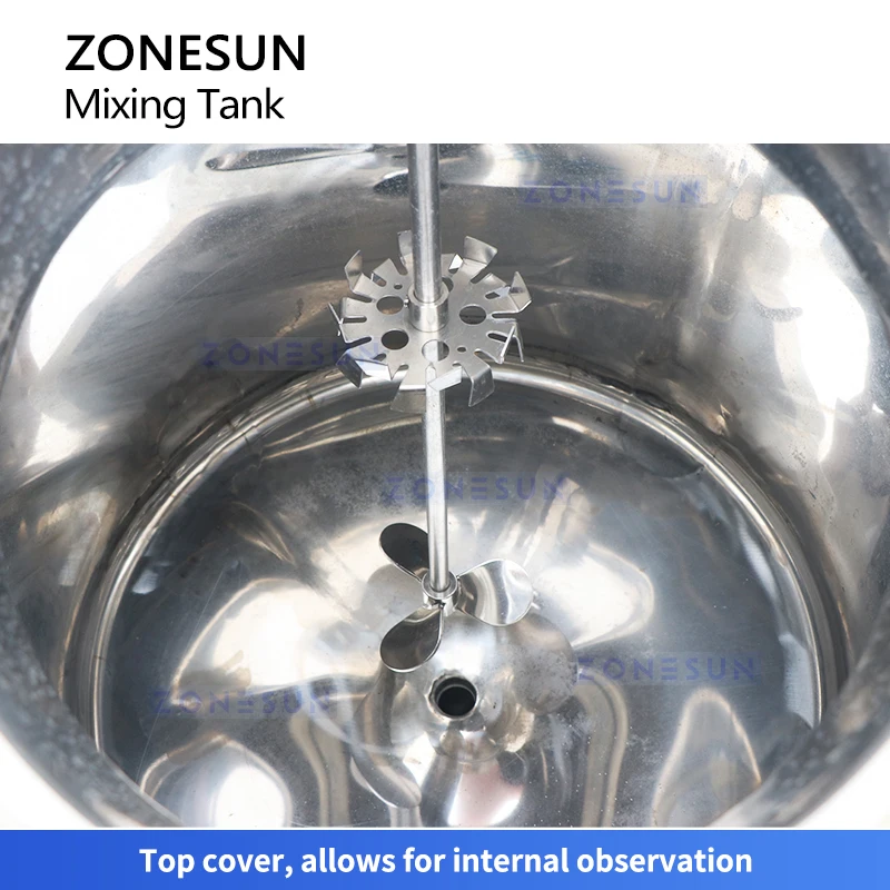 Zonesun Industrial Stainless Steel Mixing Tank Pneumatic Mixer Mixing Vessel Blending Tank With Agitator ZS-PMT100L