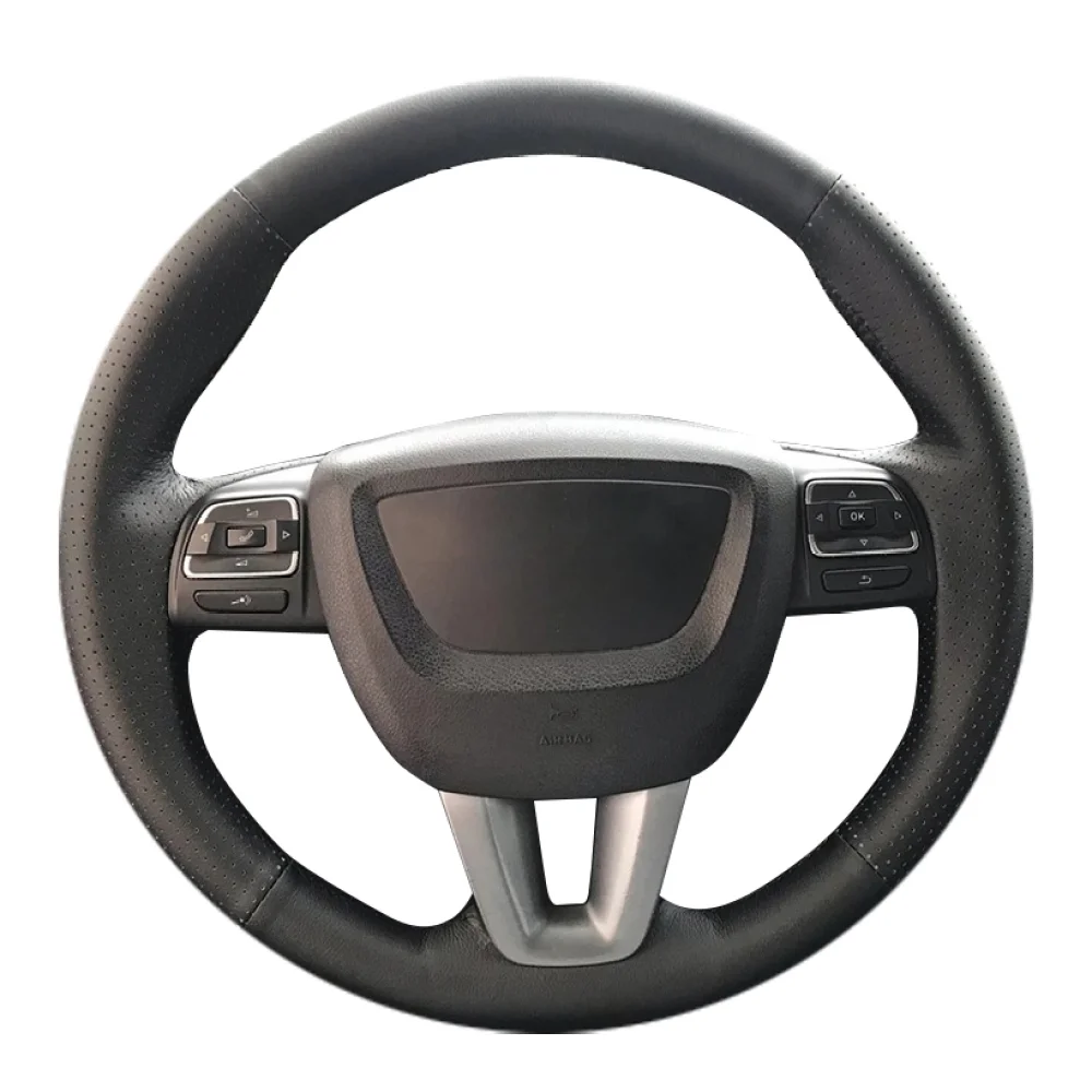 Customized DIY Car Steering Wheel Cover For Seat Leon Alhambra Toledo 2011 2010 2012 Leather Braid For Steering Wheel - Image 2