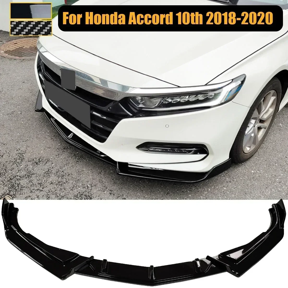 For Honda Accord 10th 2018 2019 2020 Front Bumper Lip Spoiler Side Splitter Deflector Diffuser Protection Guards Car Accessories