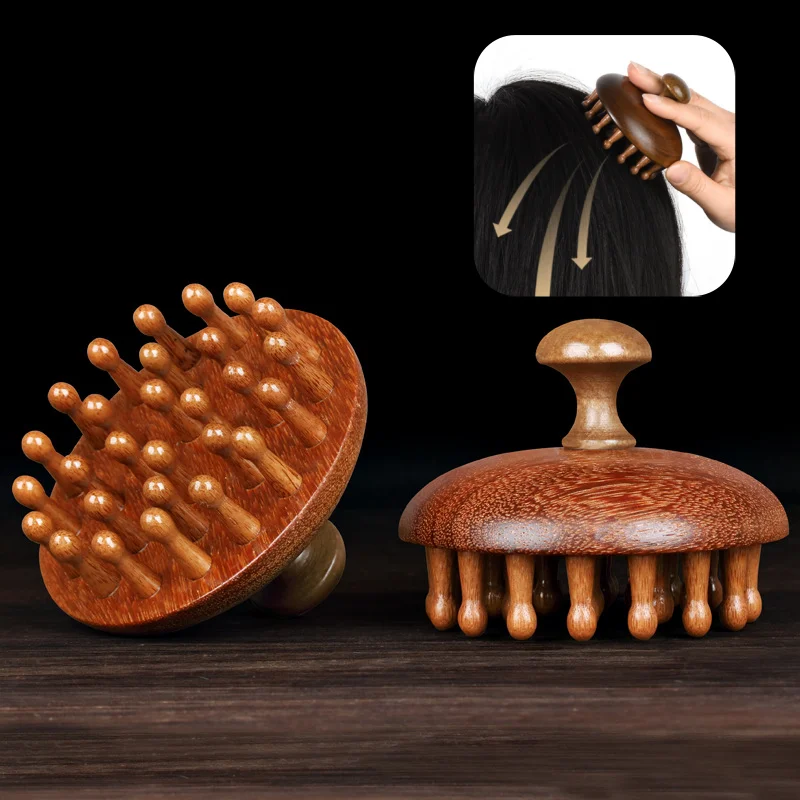 Multi-Functional Wood Therapy Massage Comb Scalp Head Massager Natural Sandalwood Circular Tooth Guasha Scraping Body Massager