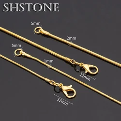 SHSTONE Women Men 18K Gold 1mm/2mm/3mm Snake Chain Necklace Fashion 925 Sterling Silver 40-75cm Chain Necklace Party Jewelry