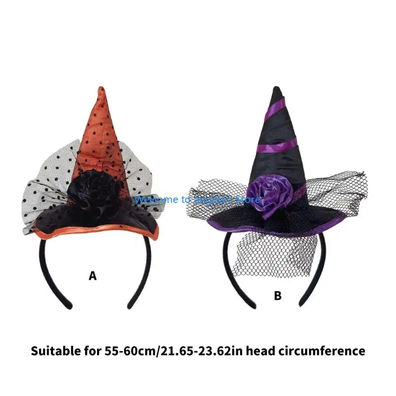 X4YC Thoải Mái Phù Thủy Mũ Trụ Vải Mềm Trang Phục Halloween Băng Đô Quấn Tóc Trẻ Người Lớn