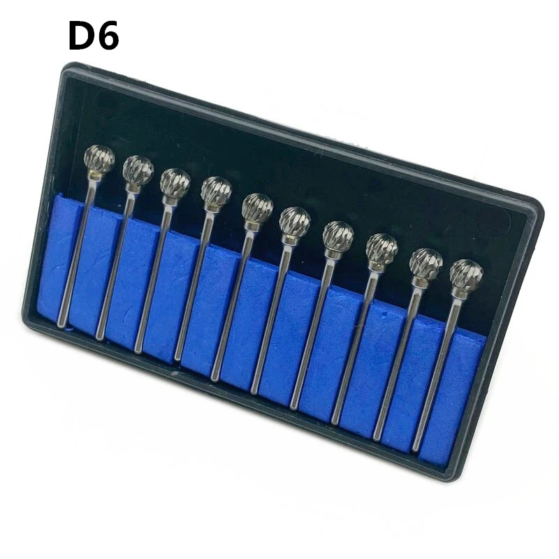 

10pcs/kit Dental Tools Tungsten Steel Burs Drills Titanium Nitrate Carbide Burs 2.35mm Shank Polisher D6