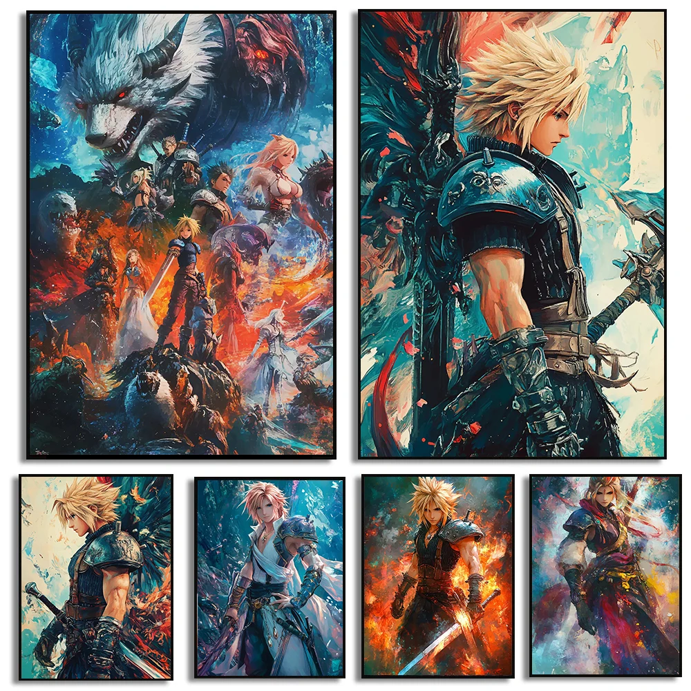 Classic Video Games Final Fantasy VII Posters Cloud Strife Prints Canvas Painting Wall Art Pictures Home Room Game Decoration