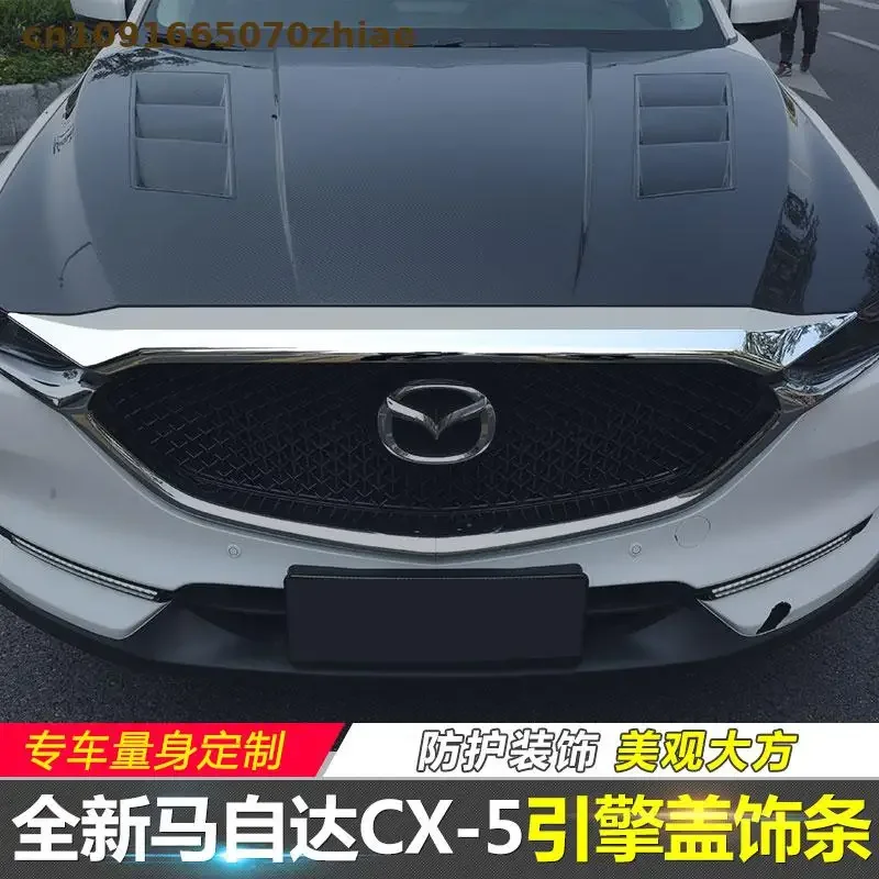 อุปกรณ์เสริมสําหรับรถยนต์สําหรับMazda Cx5 CX-5 2017-2018 2019-2020-2021 ด้านหน้ากลางสุทธิHood Trim Stripเครื่องยนต์Hood Trim Strip ABSเลื่อม