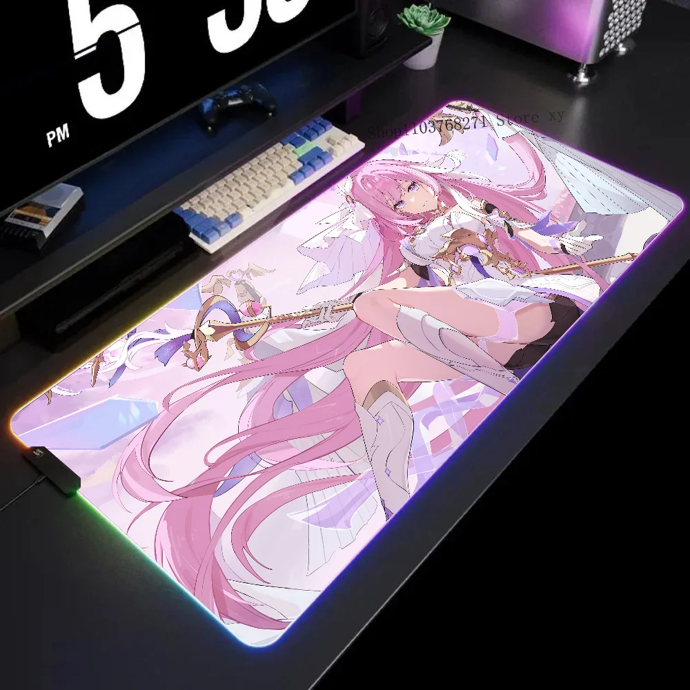 

Honkai Impact 3 Elysia Mousepad XXL RGB Gaming Mouse Pads HD Black Gamer Accessories Large LED