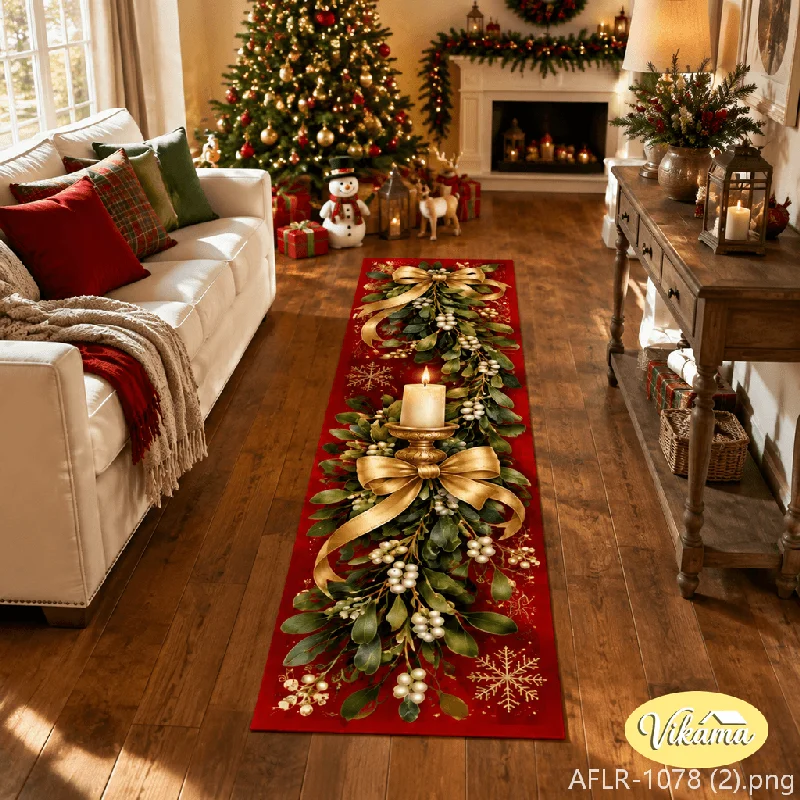 VIKAMA Christmas Nutcracker Soldier Entryway Runner Non Slip Low Pile Floor Mat for Living Room Bedroom Holiday Home Decor