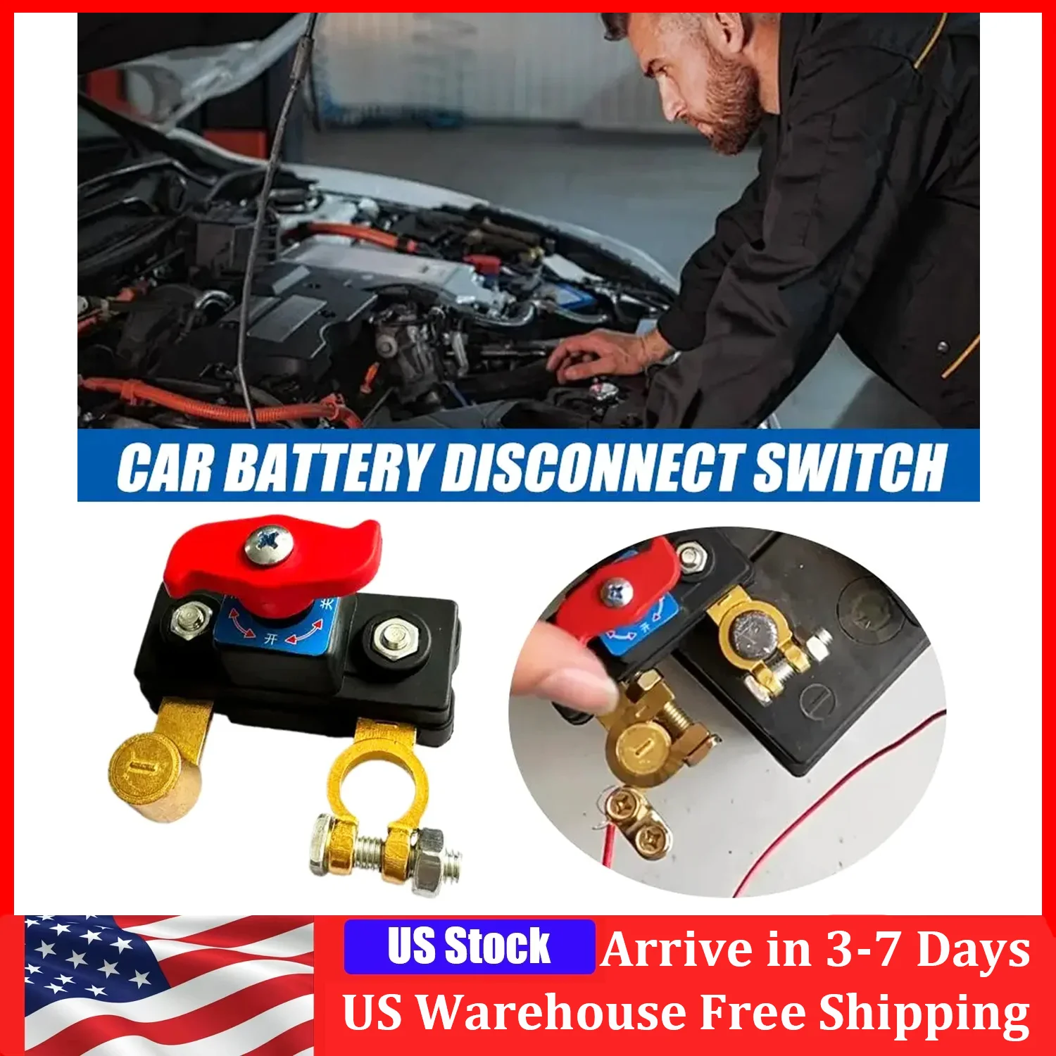 

2 шт. выключателей для автомобильного аккумулятора 12В/24В ﻿ Автоматический выключатель с защитой от перегрузки и утечки тока, универсальные комплектующие