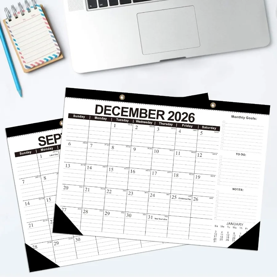 Календарь на 2026 год. Настольные календари на 20262027 Настенный календарь от 2026 до июня 202718 месяцев. Толстая бумага 17 × 12 дюймов для офиса Scho.