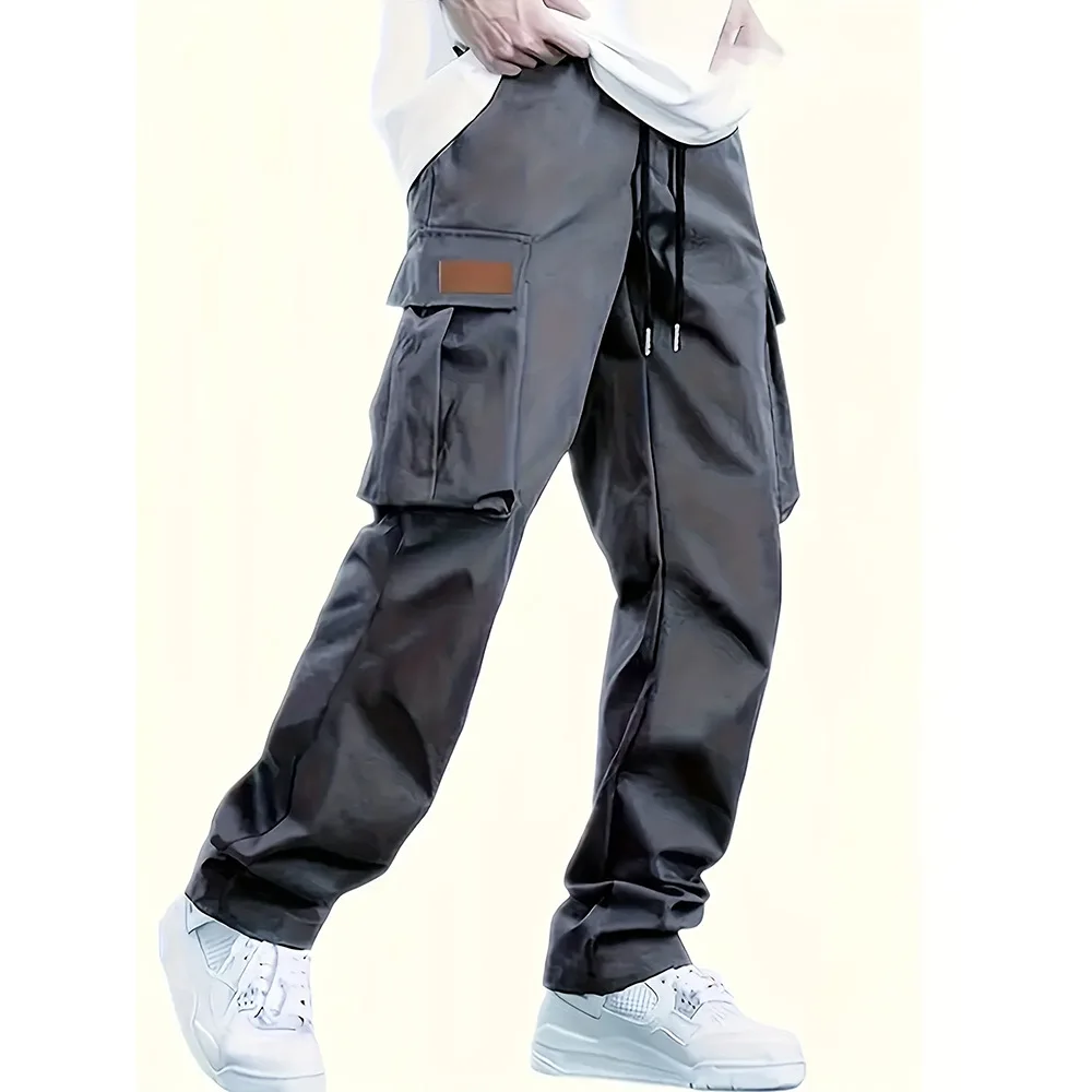 Men's Cargo Jogger Pants Multi-Pocket Outdoor Casual Trousers Drawstring Waist