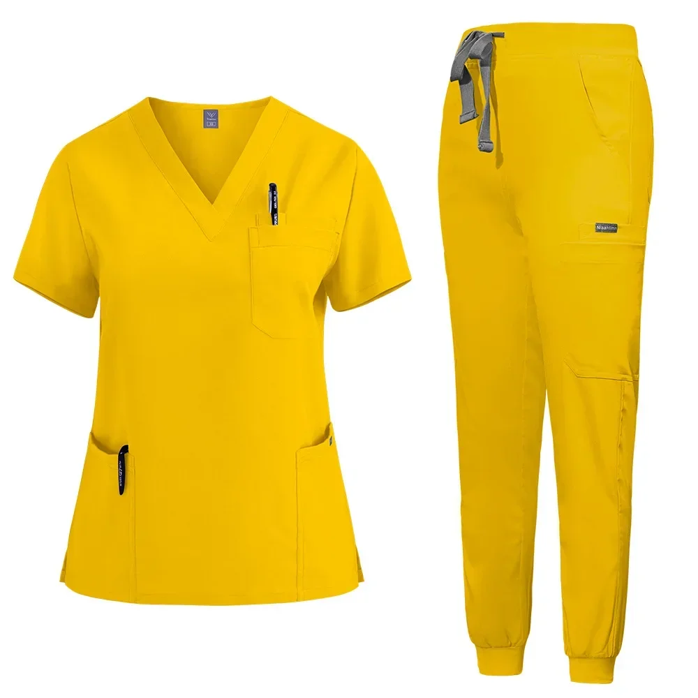 Multicolor Scrubs Uniform Short Sleeve Tops+Pants Nursing Uniform Women Pet Shop Doctor Scrub Medical Surgery Workwear Scrub Set