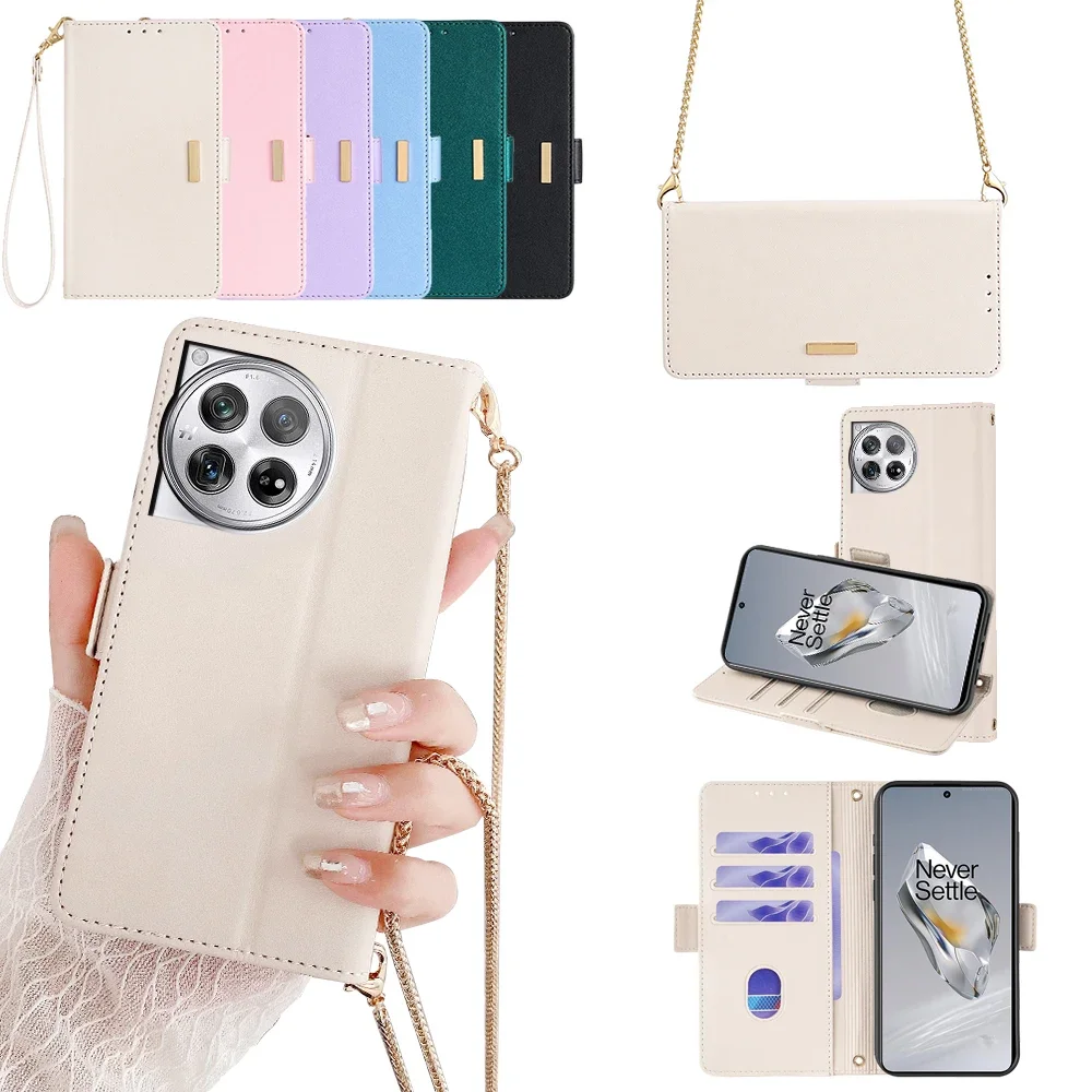 

Gefenis Luxury Protection Crossbody Phone Case For Oneplus 12R 12 11 10 9 8 Pro 11R 9R 10T 8T 9RT Leather Flip Cover With Lanyar