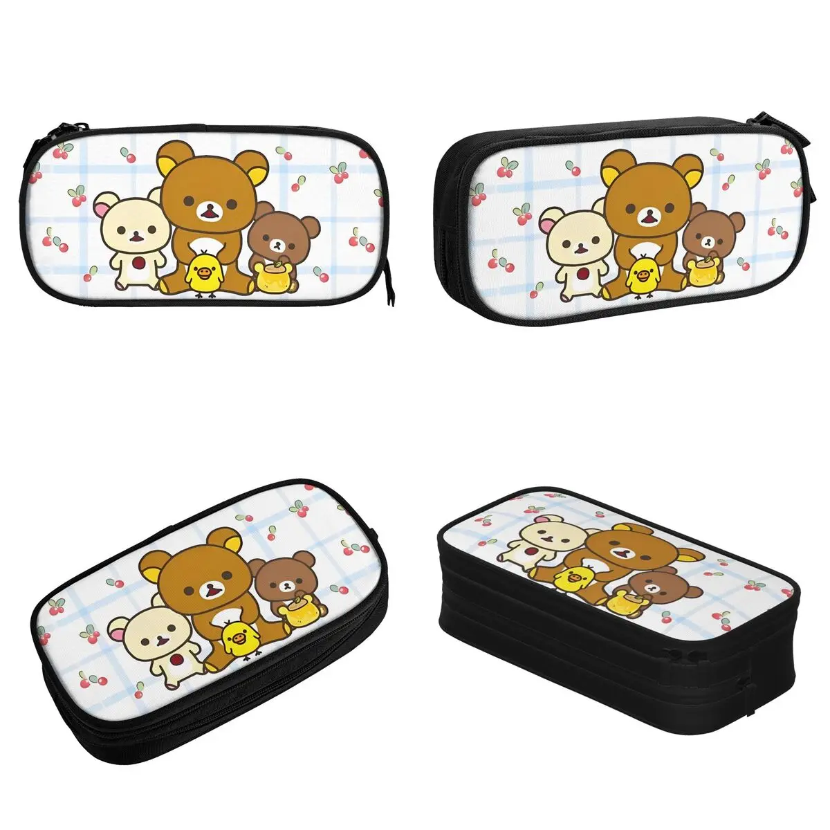 Rilakkuma Cherry Cute Bear Pencil Cases Creative Pen Box Bags Student Big Capacity Students School Zipper Pencilcases