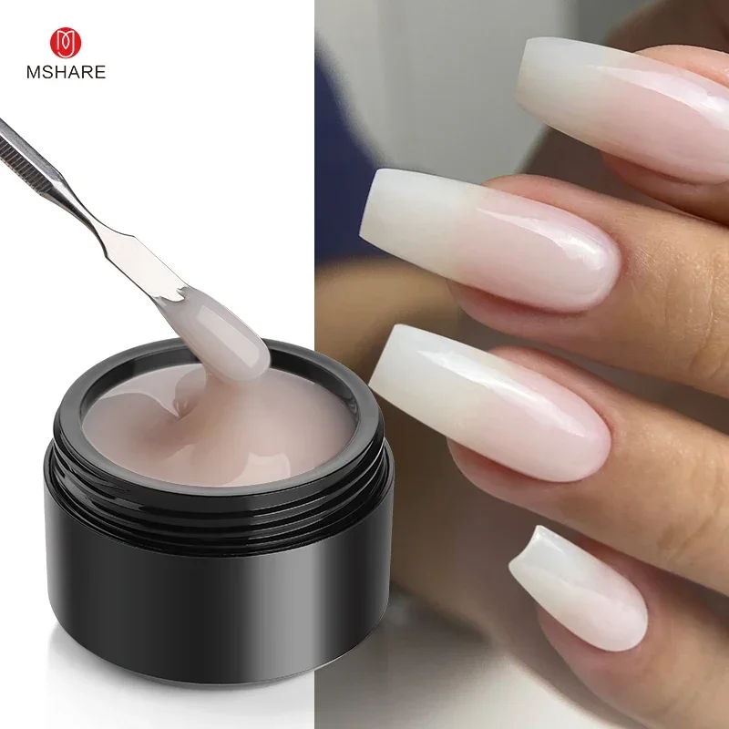 MSHARE 50 ml gel constructor natural para uñas, libre de TPO, autonivelante, para extensión de uñas, tono rosa, gel UV LED 4