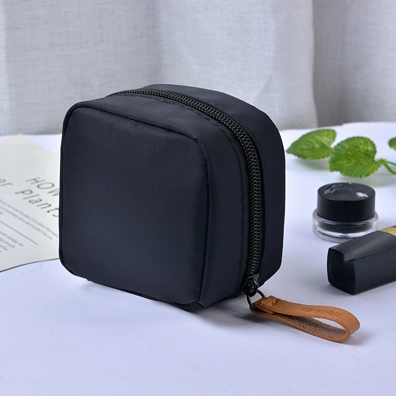 Mini Cosmetic Bag Solid Color Travel Toiletry Storage Bag Makeup Bag Cosmetic Bag Organizer Sanitary Napkin Storage Bag