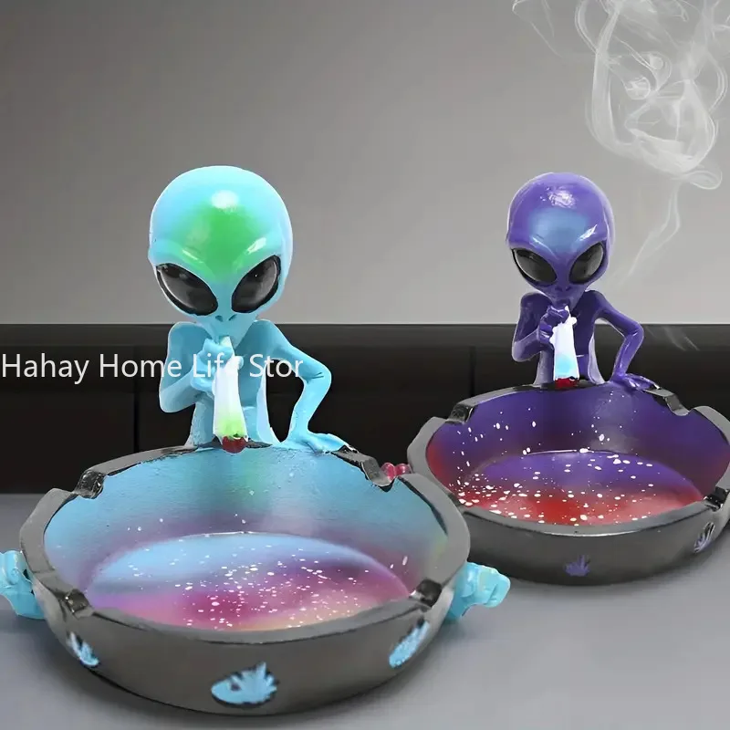 ALIEN Decoration tabletop ashtray resin hiphop Container Retro Vintage Home Office Bar Ornament Crafts Man smoking accessories