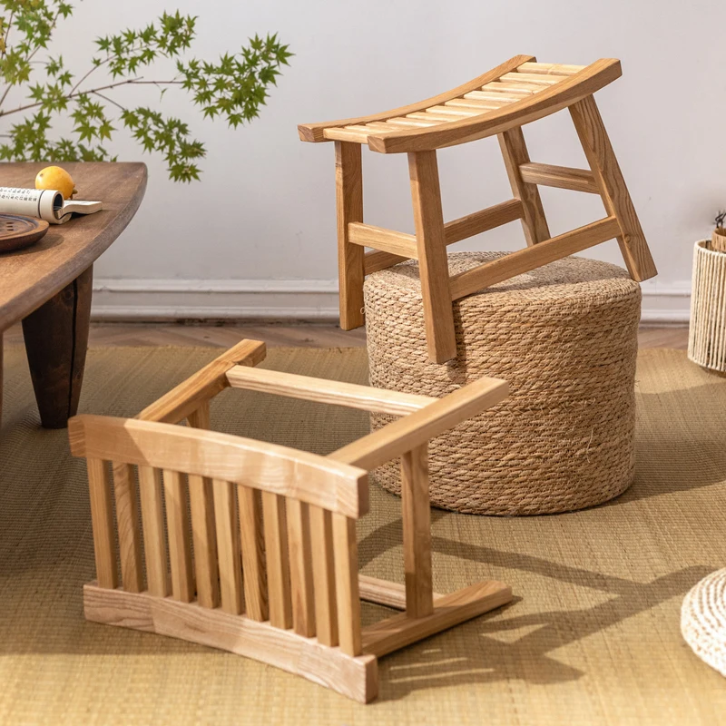 Natural Solid Wood Saddle Stool Living Room Sofa Kids Dining Chair Curved Seat Coffee Table Sturdy