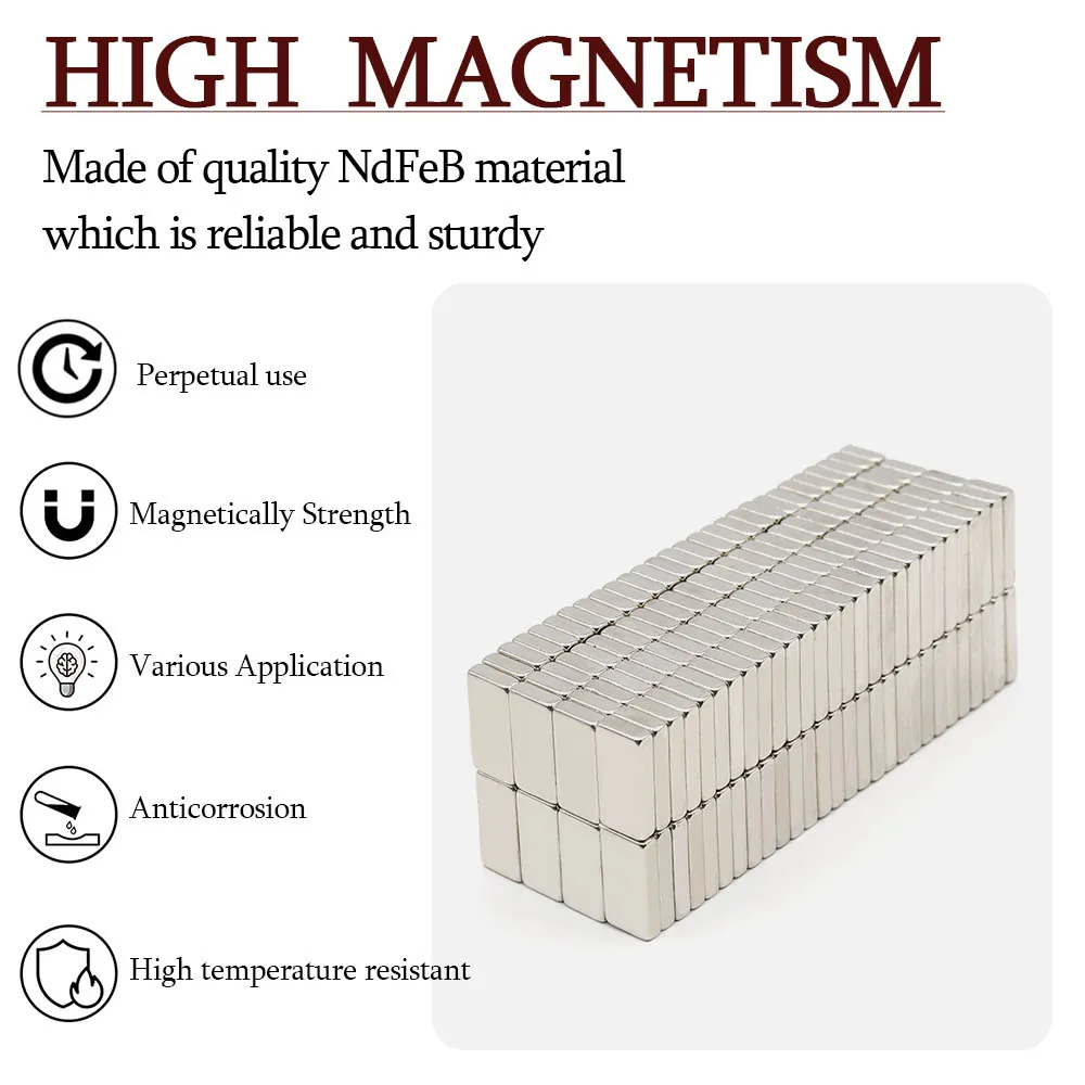 Anti Rust Magnetic Alloy Durable Waterproof Neodymium Magnet Rectangular Block 20x10x4mm for Kitchen Utensils Cabinet Door