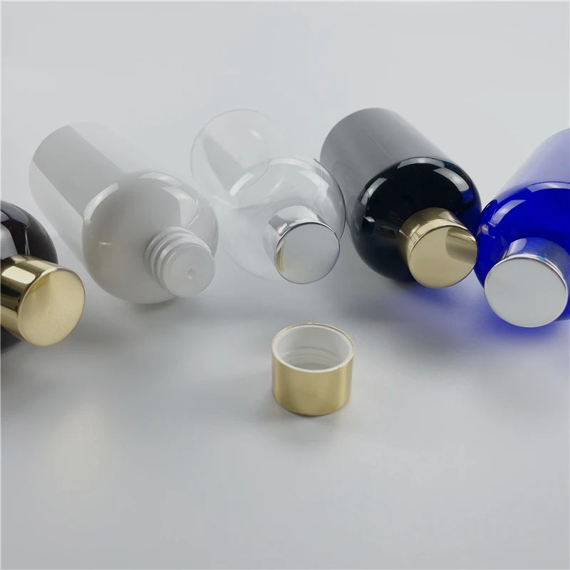 250ML X 24 White Clear Black Empty Anodized Aluminum Screw Cap Bottle Toner Refillable Containers PET Makeup Hydrosol Containers