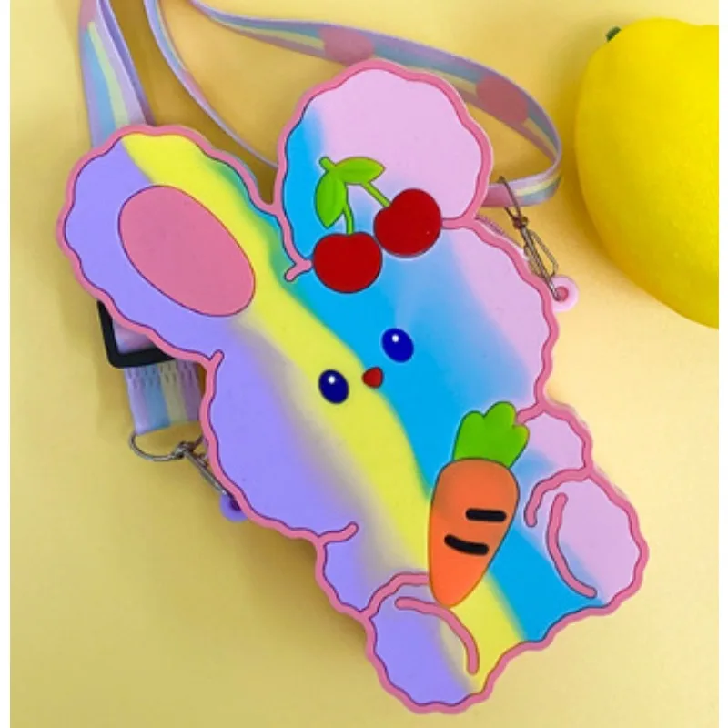 New Silicone Girls Bag Cute Cartoon Rabbit Children's Crossbody Bag Fashion Shoulder Bag Toy Decompression Soft Kids Coin Purse