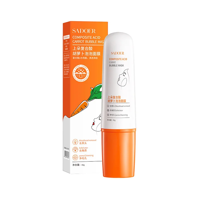 

Carrot Composite Acid Foam Mud Mask Deep Cleaning Exfoliation Oil Control Clarifying Pores Moisturizing Facial Bubble Mask