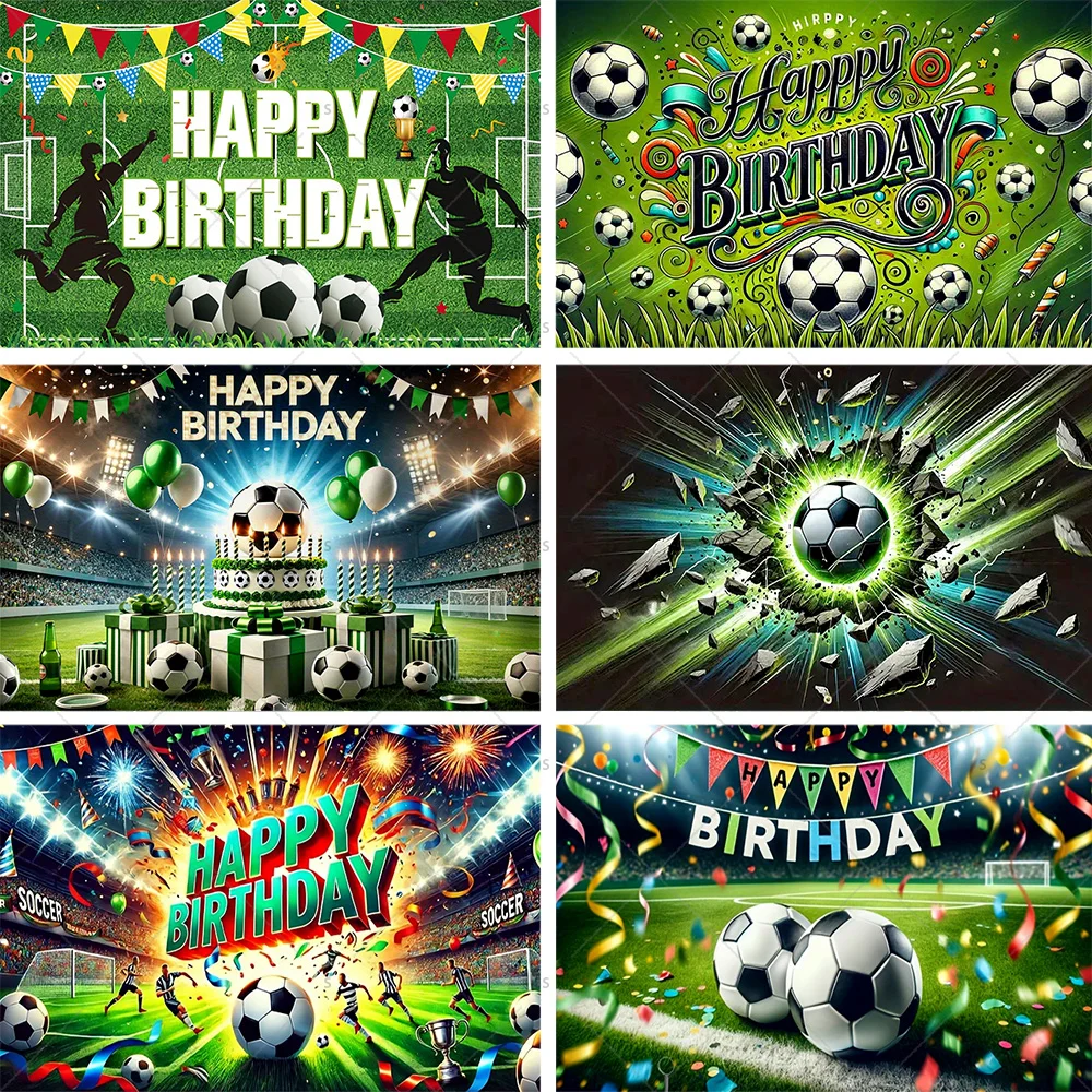 

Football themed Birthday Backdrop banner with Trophies and Crowns Perfect for Sports themed Celebrations Party Background
